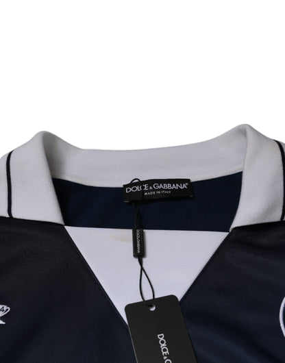 Camiseta de punto de manga larga azul y blanca Milano de Dolce &amp; Gabbana