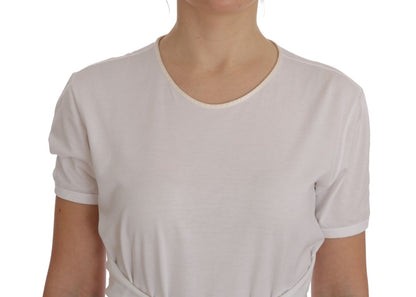 Dolce &amp; Gabbana Elegante blusa cruzada blanca con detalles de cristal