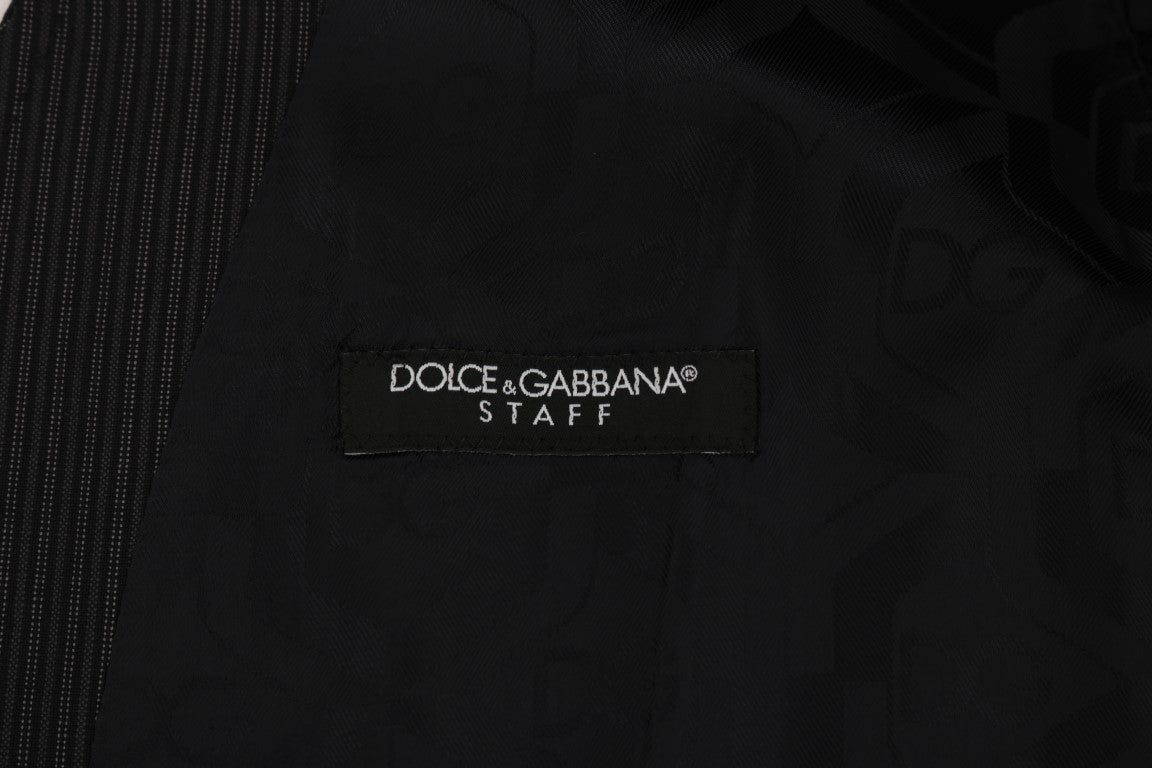 Dolce &amp; Gabbana Elegante chaleco de mezcla de lana a rayas grises