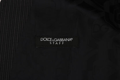Dolce &amp; Gabbana Elegante chaleco de mezcla de lana a rayas grises