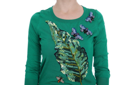 Dolce &amp; Gabbana Jersey De Seda Verde Con Adornos