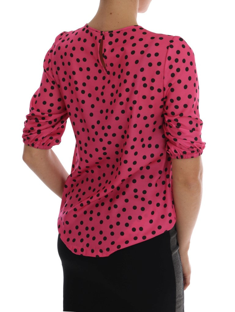 Dolce &amp; Gabbana Blusa Chic De Seda Rosa Con Lunares