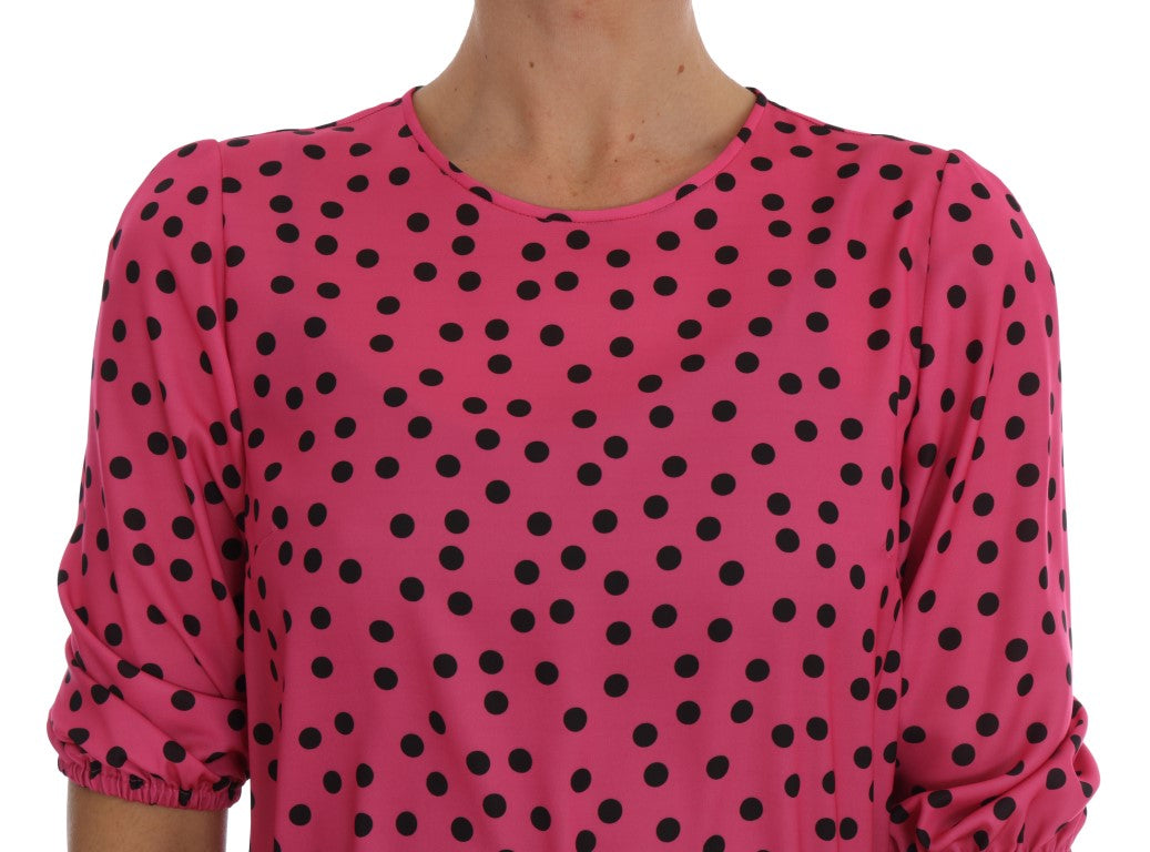 Dolce &amp; Gabbana Blusa Chic De Seda Rosa Con Lunares