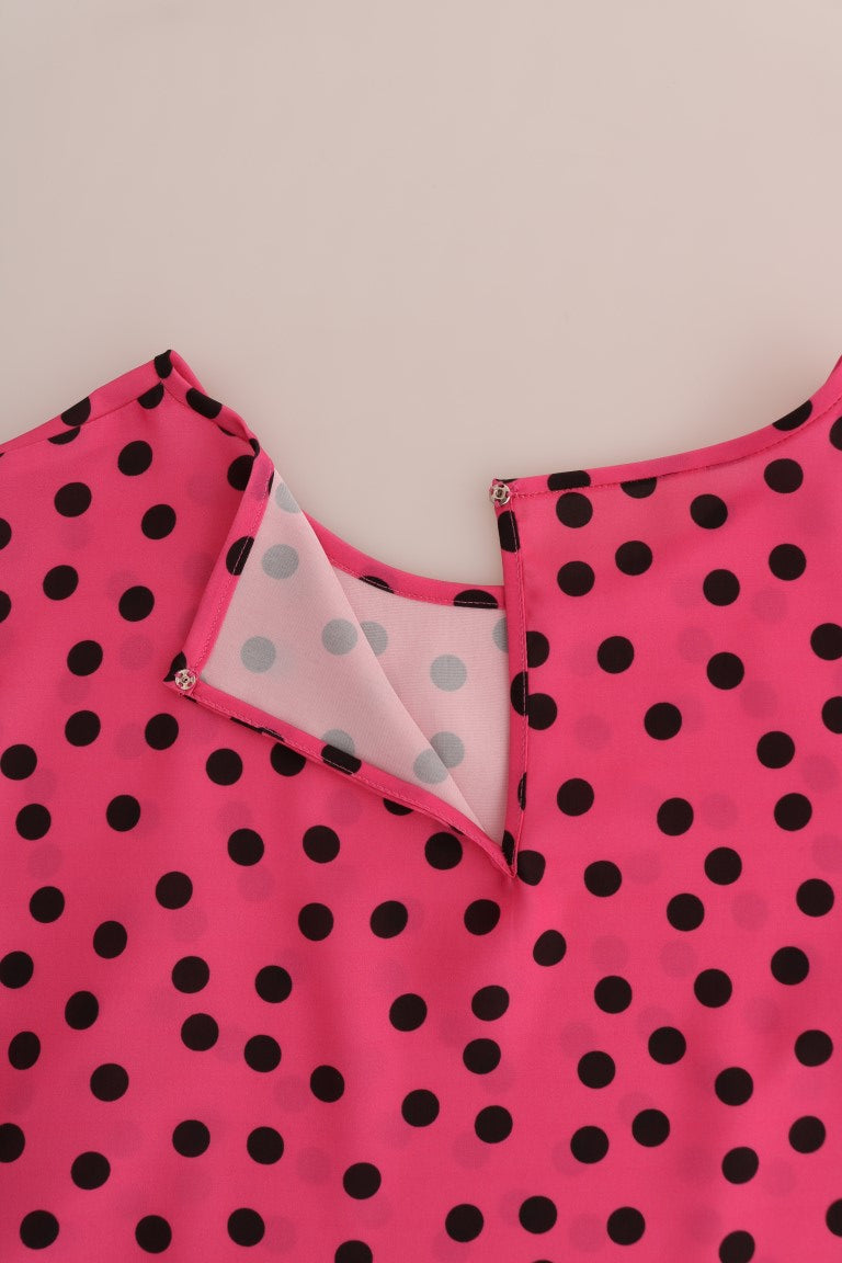 Dolce &amp; Gabbana Blusa Chic De Seda Rosa Con Lunares