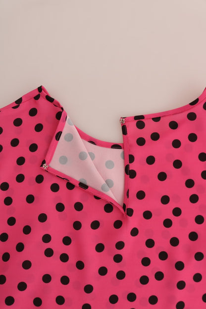Dolce &amp; Gabbana Blusa Chic De Seda Rosa Con Lunares