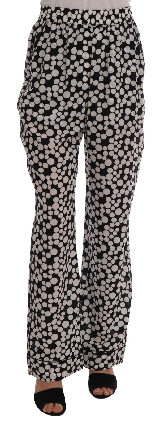 Dolce &amp; Gabbana Elegant Polka Dot Silk High-Waist Pants