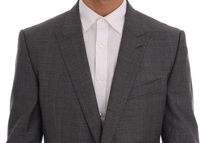 Dolce &amp; Gabbana Sleek Gray Checkered Wool Blazer