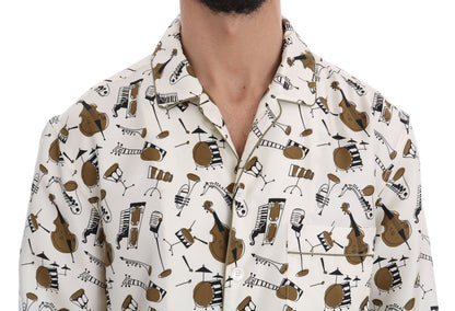 Camisa casual de hombre de seda exclusiva de Dolce &amp; Gabbana - Motivo JAZZ