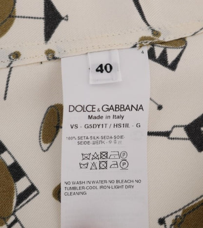 Camisa casual de hombre de seda exclusiva de Dolce &amp; Gabbana - Motivo JAZZ