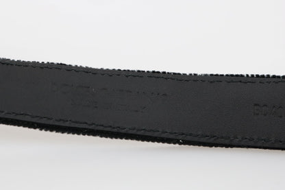 Dolce &amp; Gabbana Elegante cinturón de hombre de algodón y cuero negro
