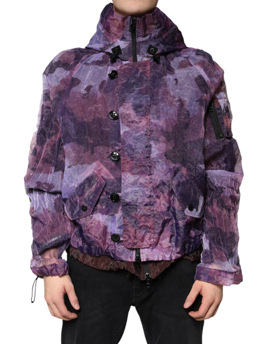 Chaqueta tipo blusón con capucha y estampado de camuflaje morado de Dolce &amp; Gabbana para hombre