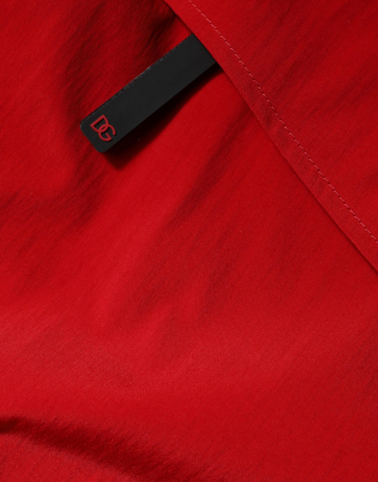 Parka Dolce &amp; Gabbana con capucha de nailon rojo y cremallera completa para hombre