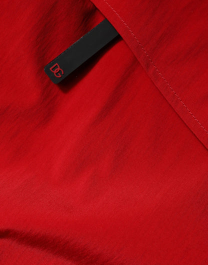 Parka Dolce &amp; Gabbana con capucha de nailon rojo y cremallera completa para hombre