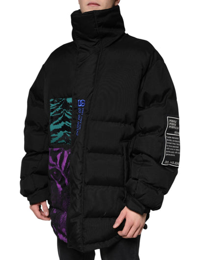 Chaqueta acolchada de nailon negra con cremallera completa para hombre de Dolce &amp; Gabbana