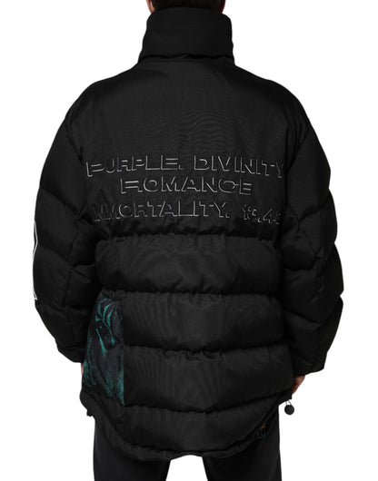 Chaqueta acolchada de nailon negra con cremallera completa para hombre de Dolce &amp; Gabbana