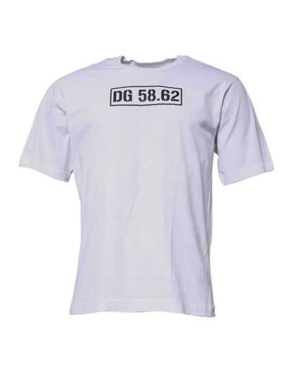 Camiseta blanca de algodón con cuello redondo y logotipo DG de Dolce &amp; Gabbana