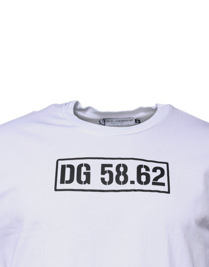 Camiseta blanca de algodón con cuello redondo y logotipo DG de Dolce &amp; Gabbana