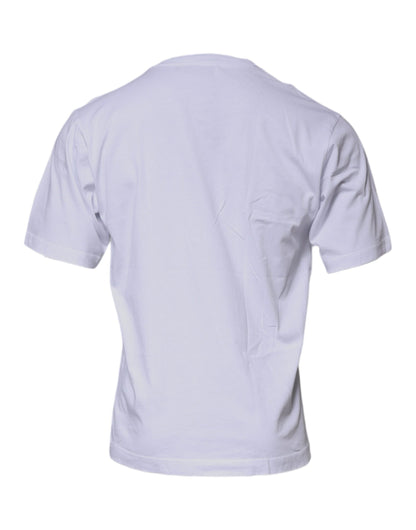 Camiseta blanca de algodón con cuello redondo y logotipo DG de Dolce &amp; Gabbana