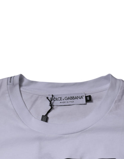 Camiseta blanca de algodón con cuello redondo y logotipo DG de Dolce &amp; Gabbana