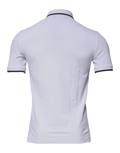Polo de algodón blanco con cuello de corona de Dolce &amp; Gabbana