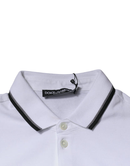Polo de algodón blanco con cuello de corona de Dolce &amp; Gabbana