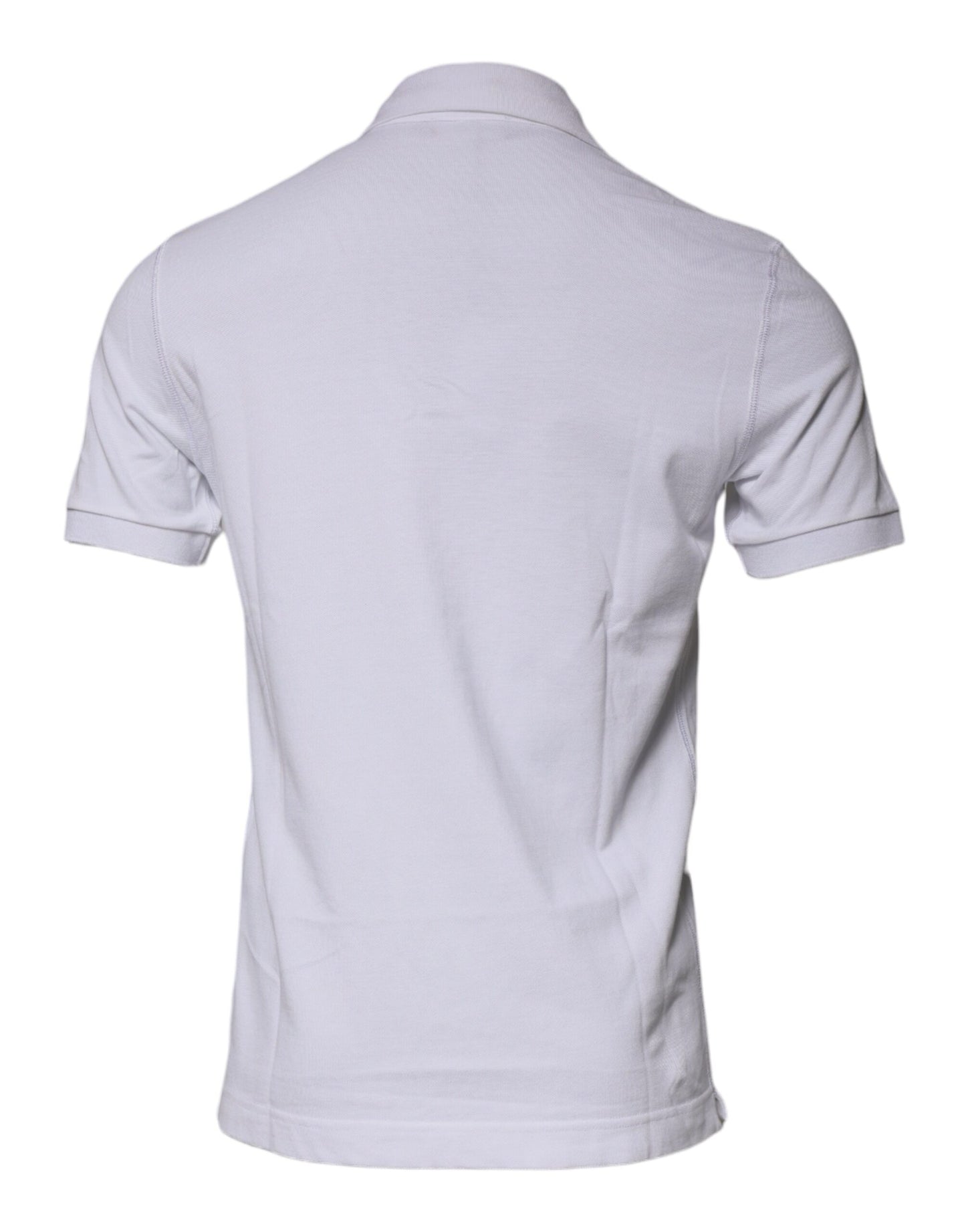 Polo de algodón blanco con cuello y placa del logotipo de Dolce &amp; Gabbana