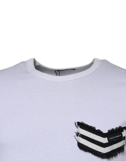 Camiseta de manga corta con cuello redondo y rayas blancas de Dolce &amp; Gabbana