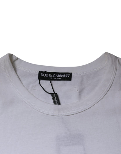 Camiseta de manga corta con cuello redondo y rayas blancas de Dolce &amp; Gabbana