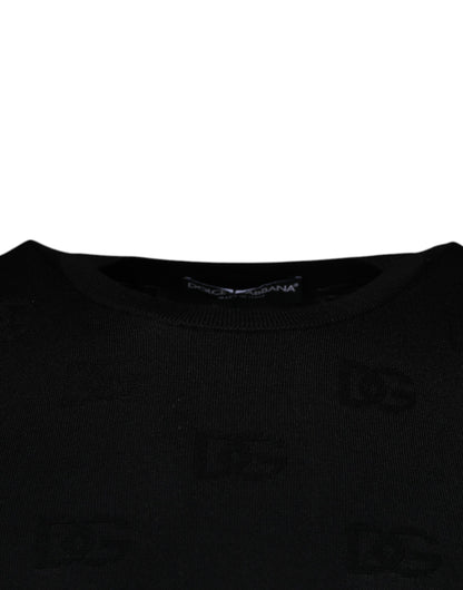 Camiseta sin mangas de cuello redondo de seda negra de Dolce &amp; Gabbana