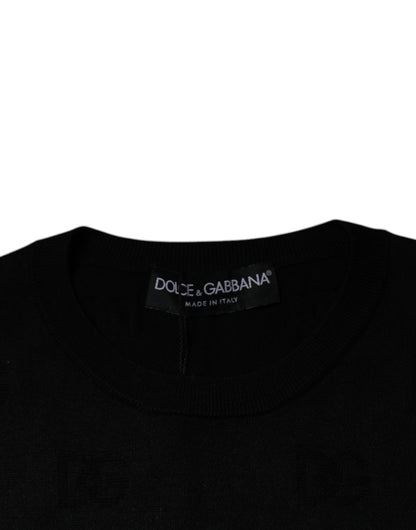 Camiseta sin mangas de cuello redondo de seda negra de Dolce &amp; Gabbana