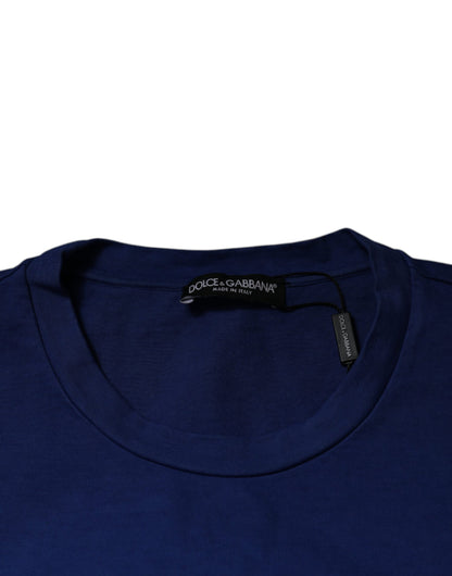 Camiseta de algodón con cuello redondo y estampado gráfico azul de Dolce &amp; Gabbana
