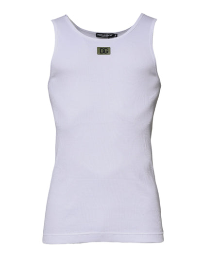 Camiseta sin mangas de cuello redondo de algodón blanco Dolce &amp; Gabbana