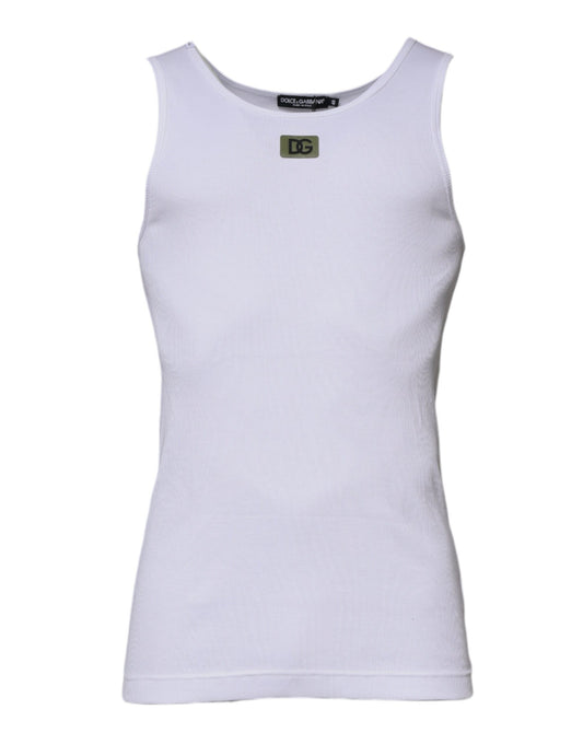 Camiseta sin mangas de cuello redondo de algodón blanco Dolce &amp; Gabbana