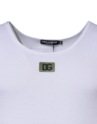 Camiseta sin mangas de cuello redondo de algodón blanco Dolce &amp; Gabbana