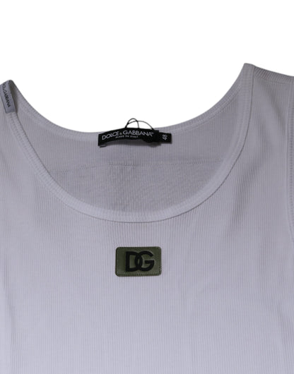 Camiseta sin mangas de cuello redondo de algodón blanco Dolce &amp; Gabbana