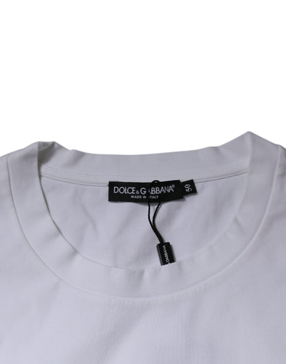 Camiseta blanca de algodón con cuello redondo y logotipo DG de Dolce &amp; Gabbana