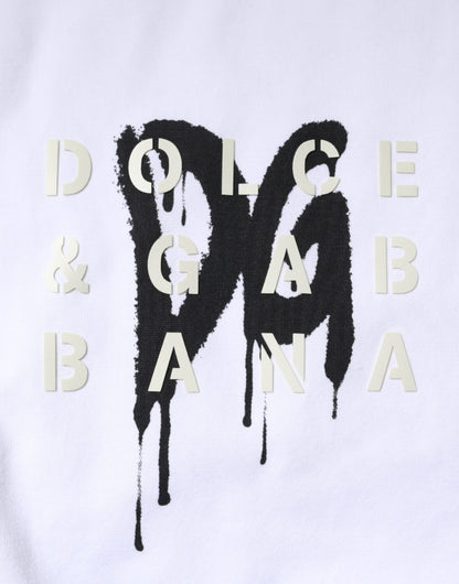 Camiseta blanca de algodón con cuello redondo y logotipo DG de Dolce &amp; Gabbana