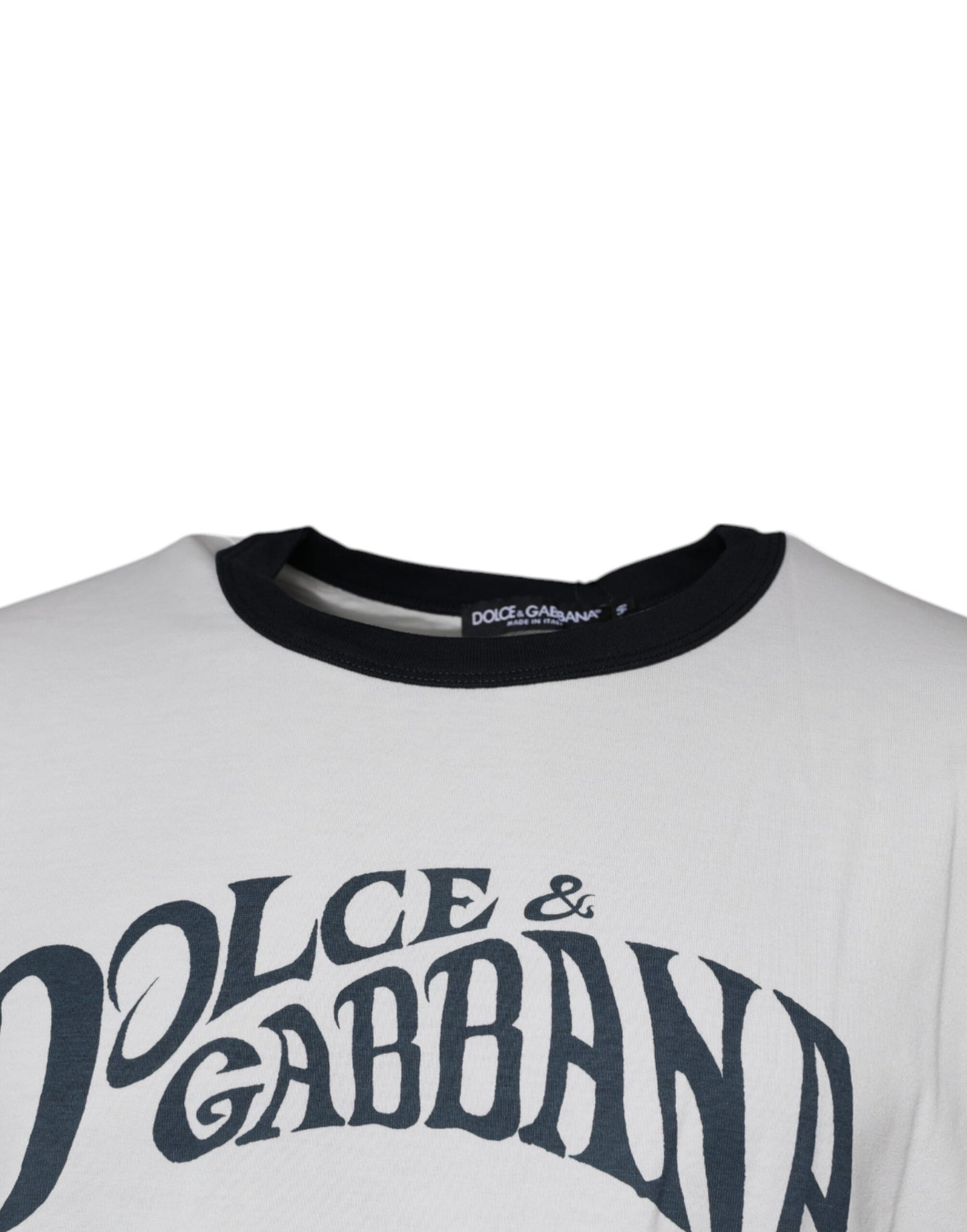 Dolce &amp; Gabbana White Graphic Print Cotton Crew Neck T-shirt