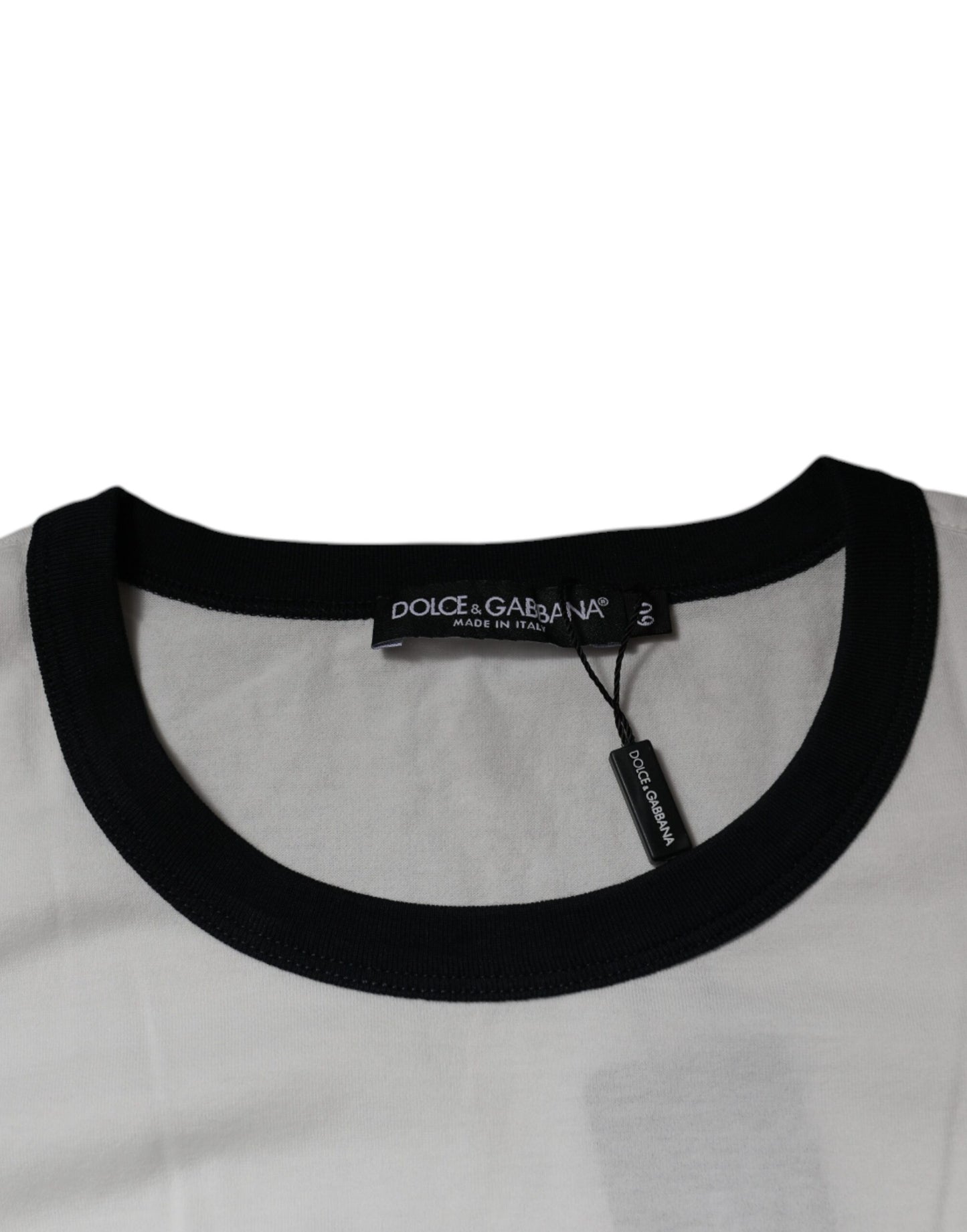 Dolce &amp; Gabbana White Graphic Print Cotton Crew Neck T-shirt