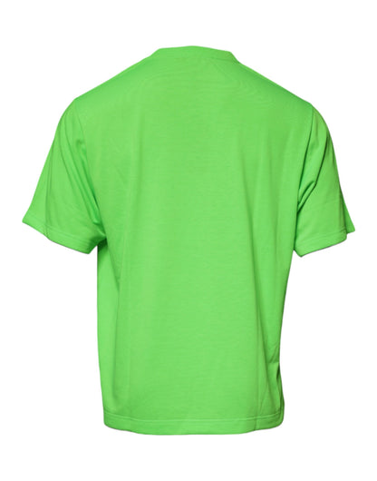 Camiseta de algodón con cuello redondo y logotipo DG verde de Dolce &amp; Gabbana