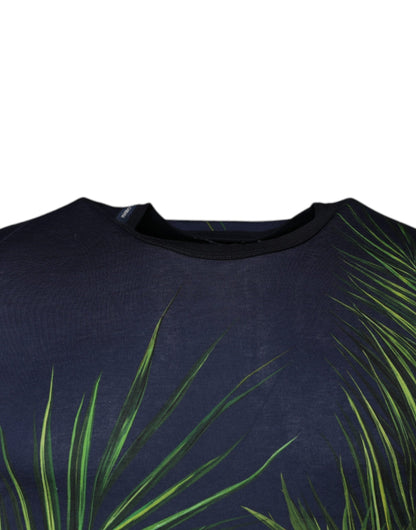Camiseta de manga corta con cuello redondo y estampado de árbol azul de Dolce &amp; Gabbana
