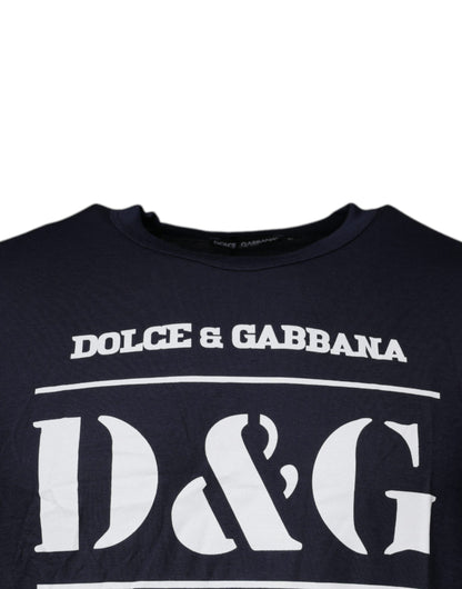 Camiseta de algodón con cuello redondo azul D&amp;G King Of Love de Dolce &amp; Gabbana