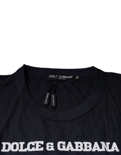 Camiseta de algodón con cuello redondo azul D&amp;G King Of Love de Dolce &amp; Gabbana