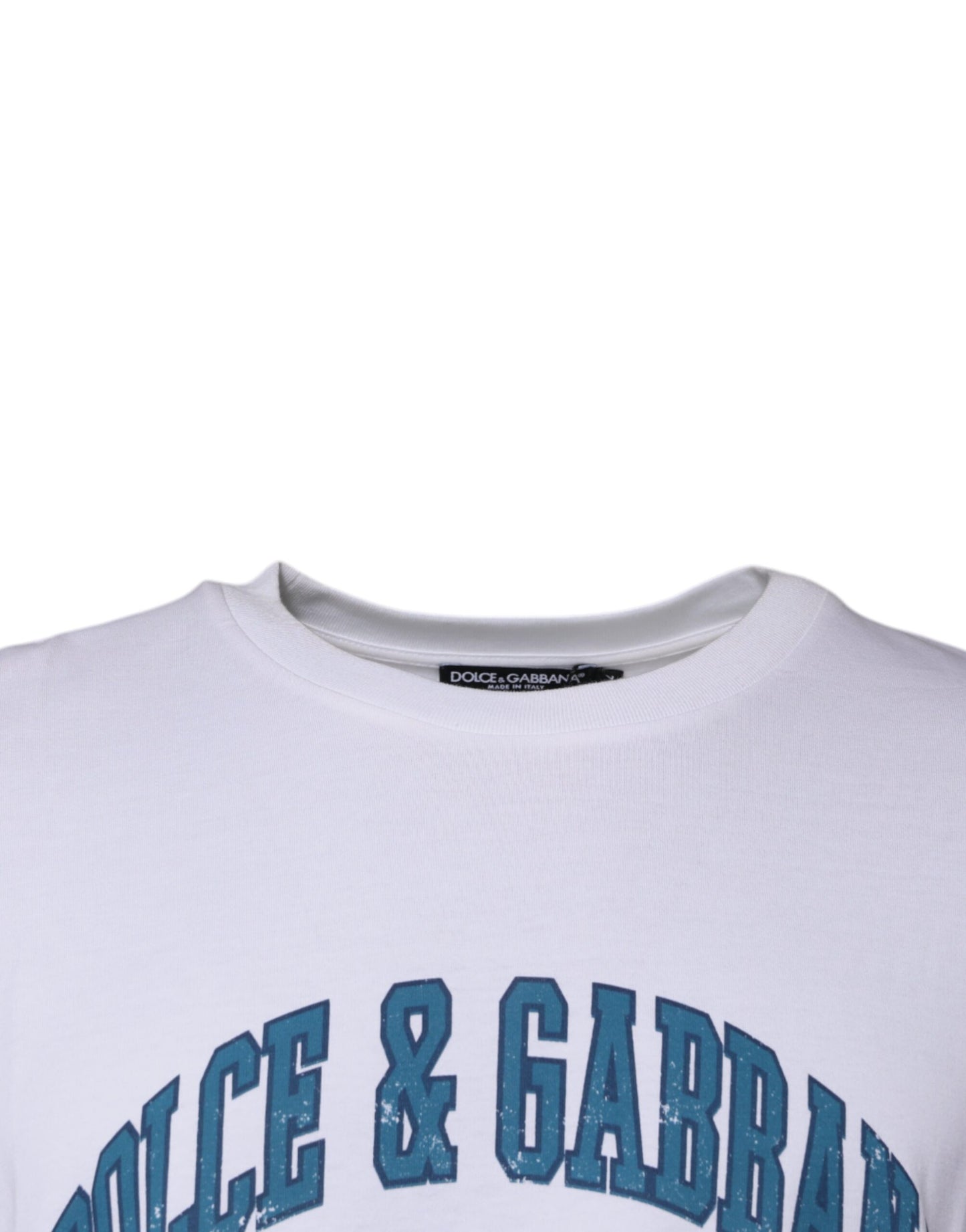 Camiseta blanca de algodón con cuello redondo DG Milano de Dolce &amp; Gabbana