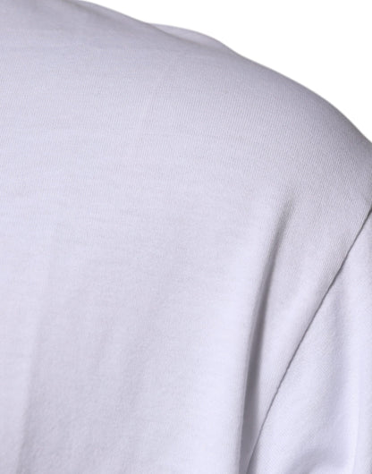 Camiseta blanca de algodón con cuello redondo DG Milano de Dolce &amp; Gabbana