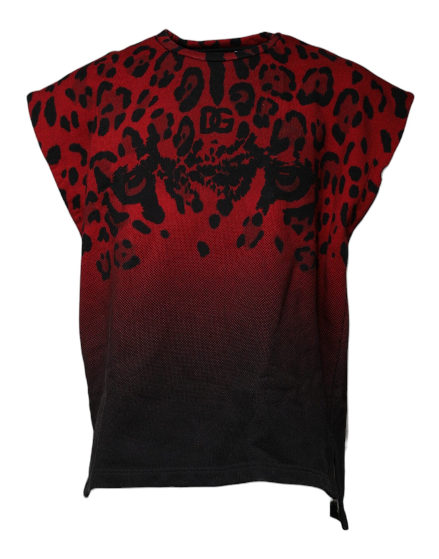 Camiseta sin mangas de algodón con estampado de leopardo rojo de Dolce &amp; Gabbana