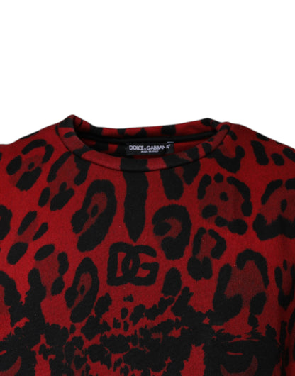 Camiseta sin mangas de algodón con estampado de leopardo rojo de Dolce &amp; Gabbana