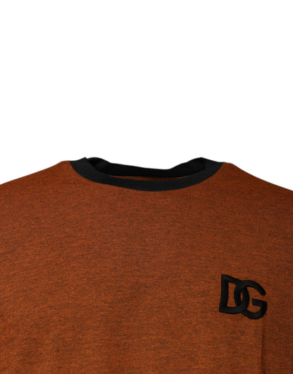 Camiseta de algodón con cuello redondo y logotipo DG marrón de Dolce &amp; Gabbana