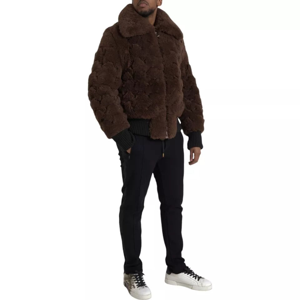 Chaqueta de piel de cordero marrón de Bottega Veneta