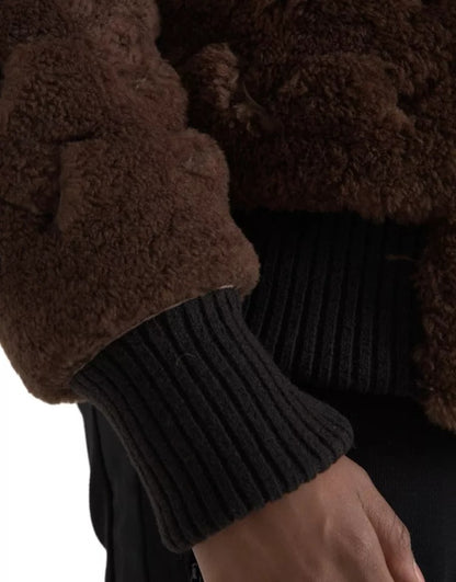 Chaqueta de piel de cordero marrón de Bottega Veneta